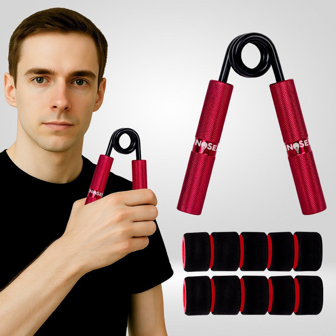 이노셀러 무소음 헤비그립 악력기 소방 경찰 악력기 전완근운동기구, 레드, 1개