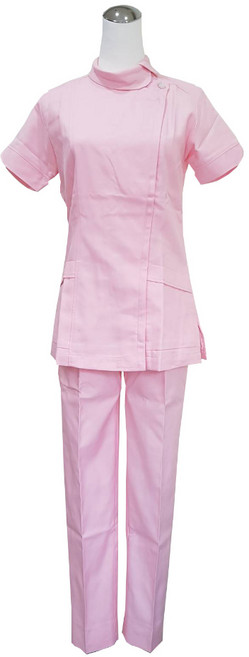 萊亞生活館 杏南 台製護士服 褲裝 拉鏈立領 斜紋布 粉紅色
