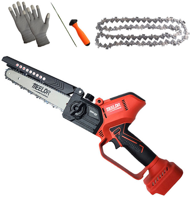 밀러 18V 충전 체인톱 ML-808MA 20cm 미니 전동톱 벌목 마끼다 호환 베어툴 체인톱날 장갑 야스리 포함, 1개