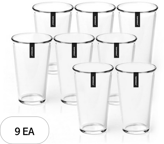 글라스락 내열강화 샤이닝 유리 텀블러 8p, 투명, 500ml, 9세트