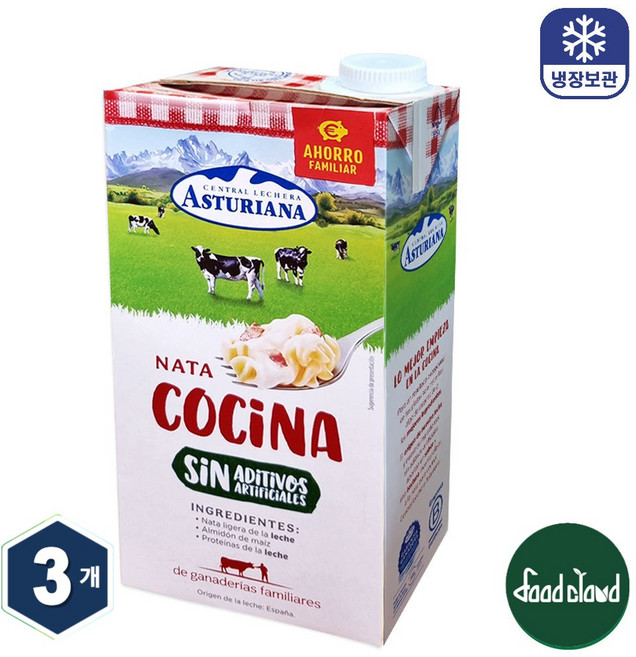 Asturiana 아스투리아나 쿠킹크림 1L, 3개