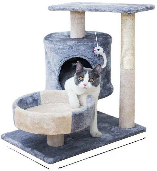 WIRQO 고양이 캣타워 3단 선인장형 캣타워 고양이 해먹 네모난 숨숨집, 1개, 원무