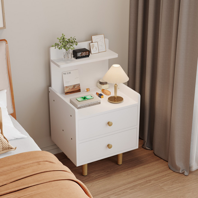 머릿장 침대머릿장 원목 침대 협탁 침실 거실 쇼파 2단 서랍장, 1개, 화이트