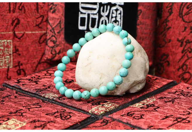 TIBUKKYO德榕藏品 綠松石手珠 6mm珠徑 高瓷度 14公分手圍