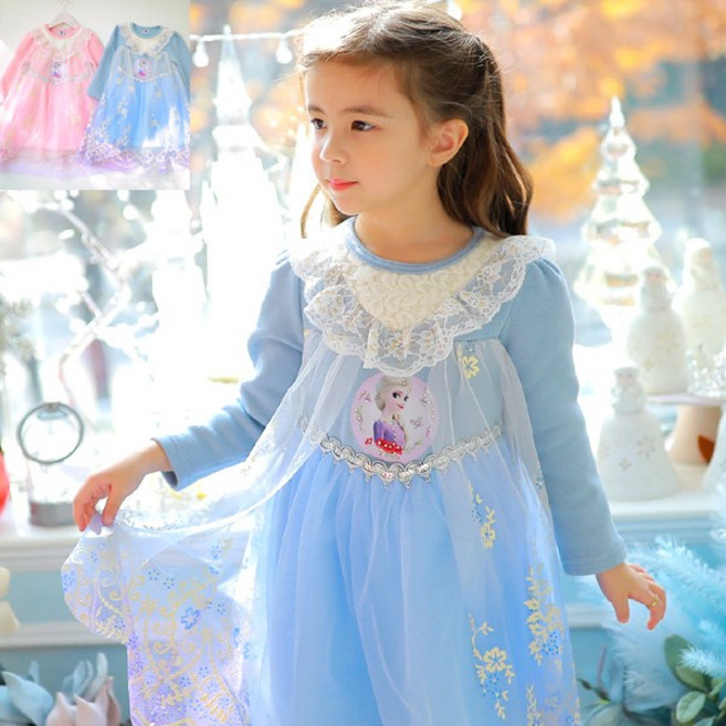 21 겹망사 엘사 겨울 기모 긴팔 원피스 아동 여아 유아 등원룩 크리스마스 공주옷 조카 선물