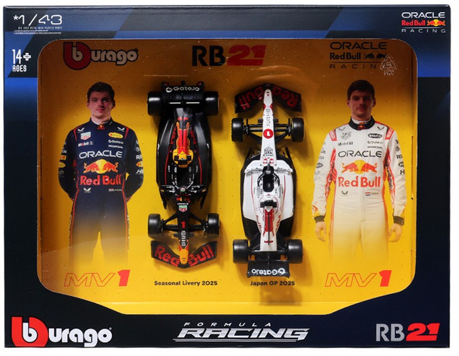 브라고 1:43 F1 레이싱카 2개세트, 1개, 레드불 RB21 Only 1번 2개세트 (V)