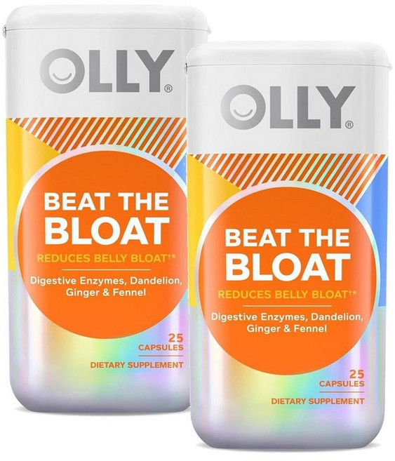 올리 비트 더 블로트 다이제스트 엔자임 단델리온 진저 펜넬 캡슐 OLLY Beat the Bloat, 2개, 25정