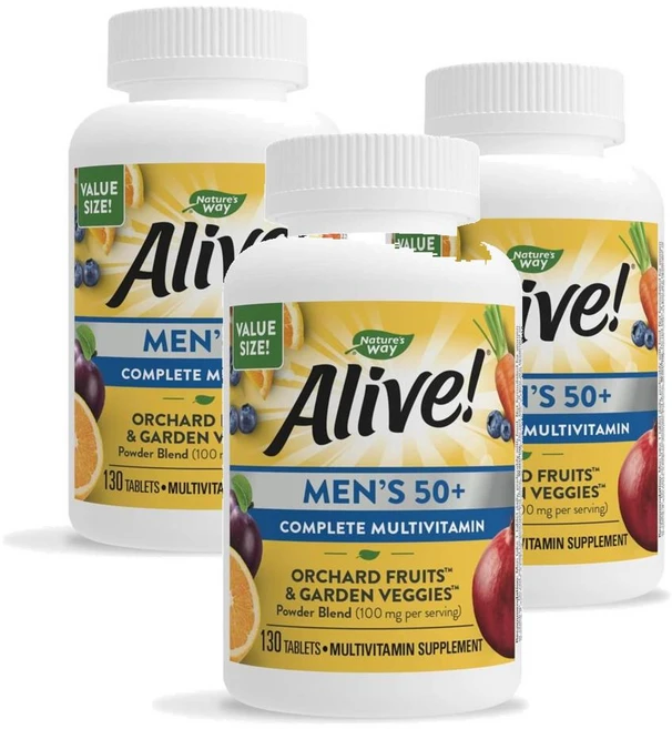 네이처스웨이 얼라이브 50세이상 남성 컴플리트 멀티비타민 Nature's Way Alive Men Multivitamin, 130정, 3개 - 쿠팡
