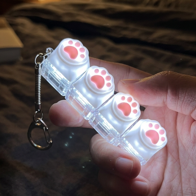 나오픽 LED 고양이 키캡 키링, 1개, 쫀득 핑크 4구