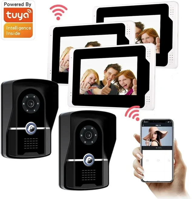 지문/비밀번호/Tuya APP 원격 잠금 해제 비디오 모니터 다국어 Wifi 스마트 도어벨, 05 2 to 3