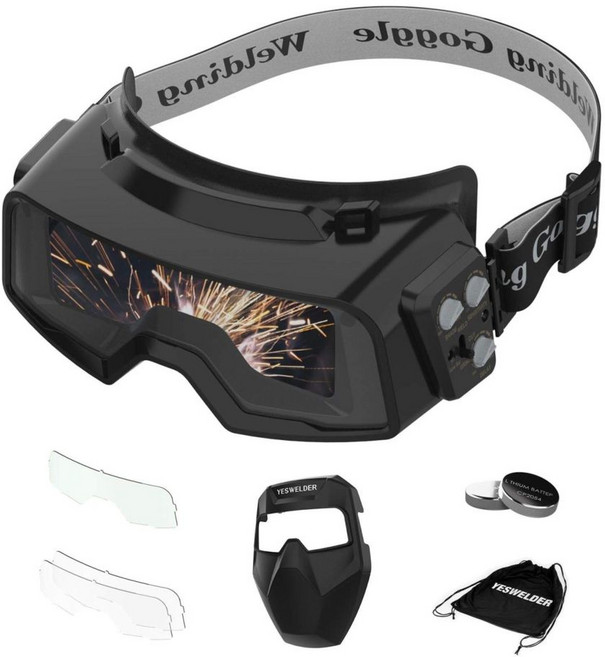 용접 안경 자동 고글 트루컬러 높은 초경량 용접면 마스크 차광도 차광 경, 1개