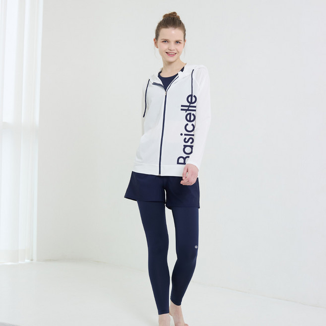 베이직엘르 후드 집업 래쉬가드 반바지 워터레깅스 상하세트 BEL-X202N