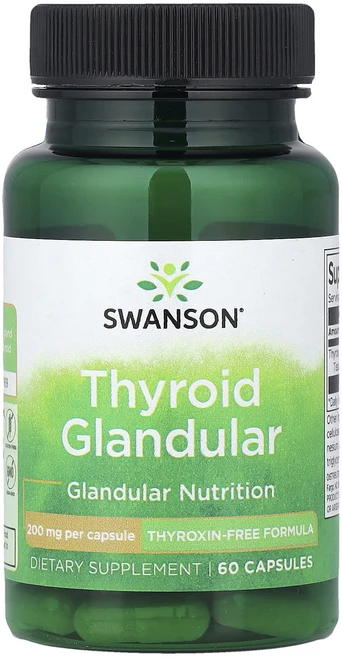 Swanson 갑상선 분비선 200mg 캡슐 60정, 1개 - 쿠팡