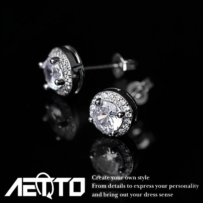 AETTO 滿鑽個性耳環 高光澤 耳釘 鑽耳環 男女適用