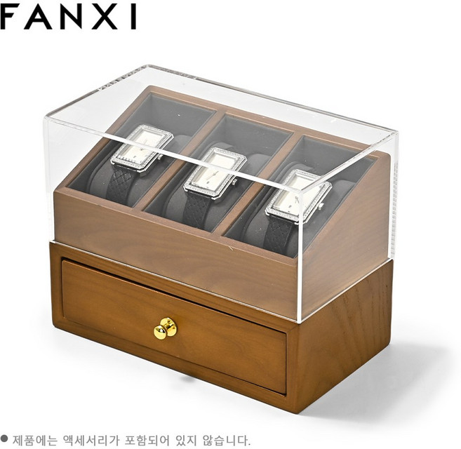 FANXI 시계보관함 보석함 원목 시계보관함 3구 6구 주얼리 서랍함 투명 시계전시대 팔찌 정리함 반지 보관함 손목 시계 거치대 고급시계 수납함 생일 선물 남편 선물 가죽용