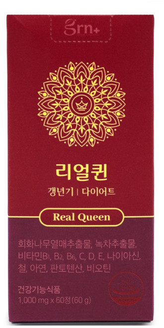 지알앤 GRN 리얼퀸 갱년기 다이어트 회화나무 열매 카테킨 60정 5병 5개월분, 5개