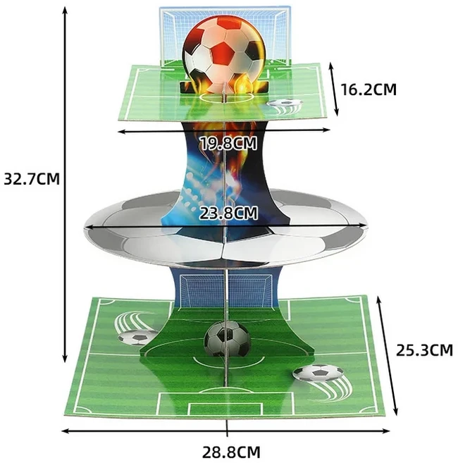 축구 케이크 장식 컵케익 토퍼 골판지 스탠드 디저트 타워 스포츠 애호가 생일 파티 용품, 10 1pack