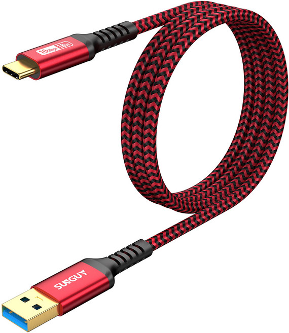 SUNGUY USB C타입 고속 충전 케이블 데이터 전송 10Gbps 18W, 1개, 레드, 1m
