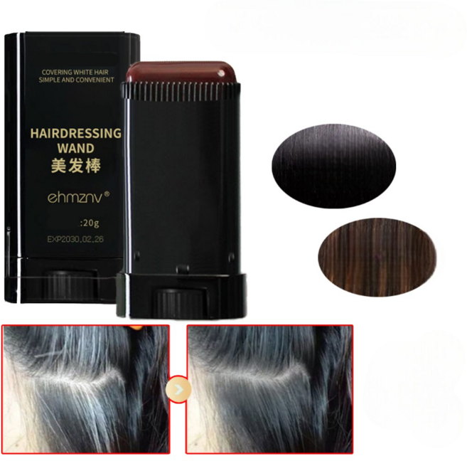 빗질로 빠른 흰머리 커버 가능한 스틱, 1개, 블랙