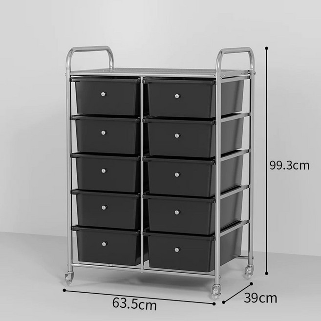 롯드츄레이 미용실 가위 트레이 이동식 파마 보관함, 1개, G. 서랍 10개 블랙