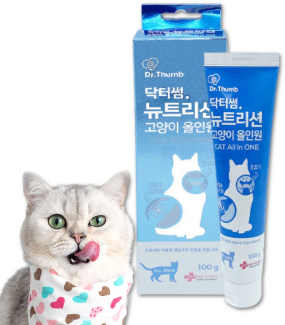 한국썸벧 닥터썸 뉴트리션 고양이 올인원 관절 피부 장건강 영양제 100g