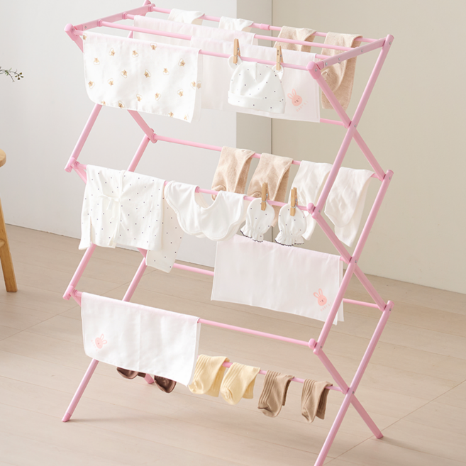 리스페토 빨래건조대 튼튼한 접이식 건조대, 올핑크