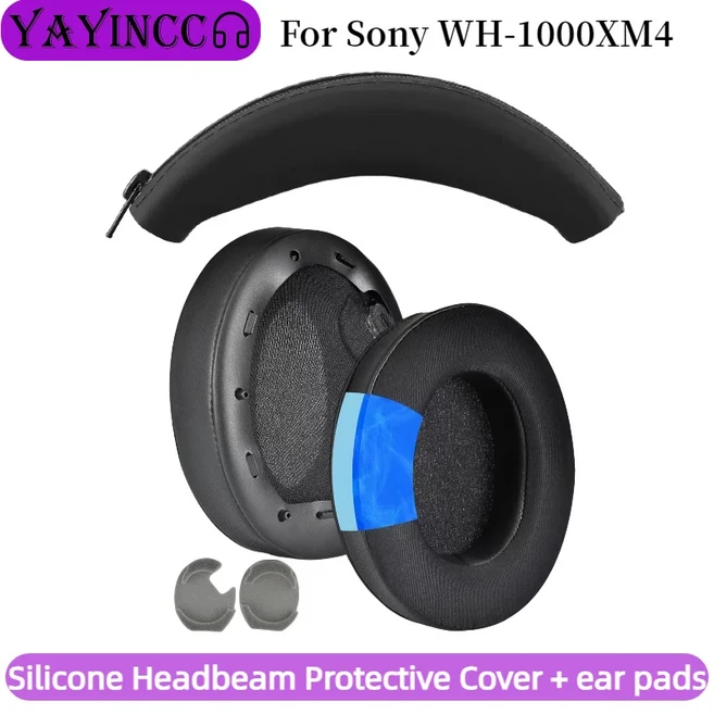YAYINCC 업그레이드 된 이어 패드 소니 호환 WH-1000XM2/XM3/XM4 헤드셋 교체 용 냉각 젤 귀마개 지퍼 빔, 03 XM4 Silicone Combo