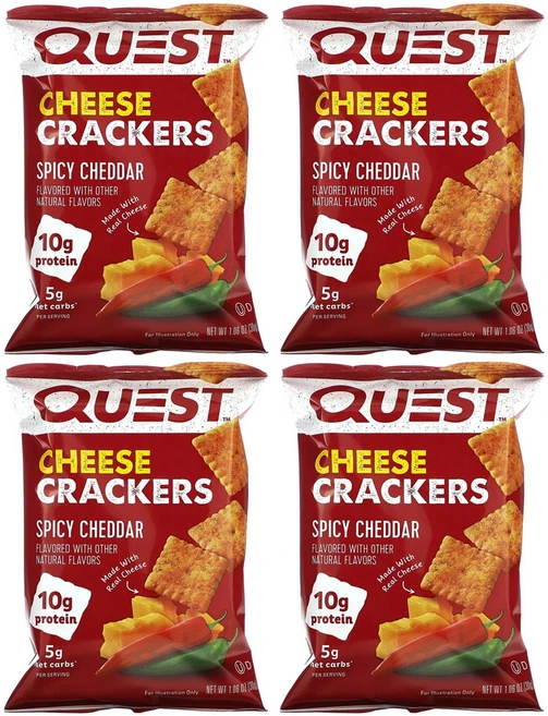 Quest Nutrition 치즈 크래커 스파이시 체다 4봉지 각 30g(1.06온스) - 쿠팡