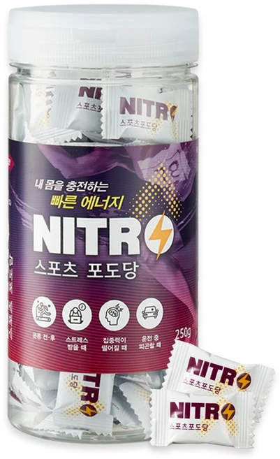 니트로 스포츠 포도당 캔디 레몬맛 저혈당 사탕, 1개, 100정 - 쿠팡