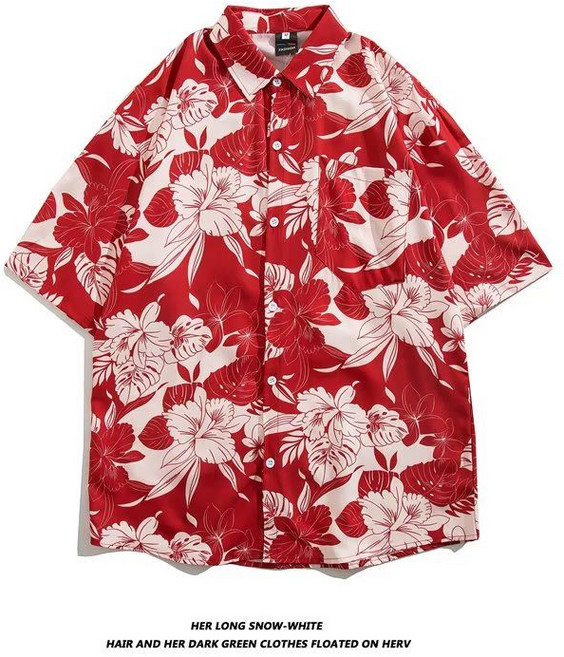 여름 마작 엽기 무쓸모 오버핏 셔츠 반팔 건달 남방 프린팅 남녀공용