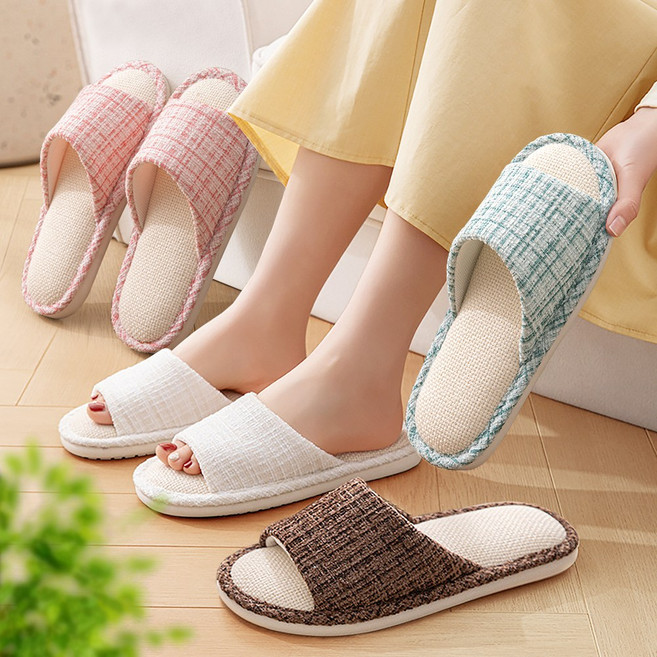 1+1 층간소음 방지 린넨 거실화 푹신한 이중쿠션 실내 슬리퍼