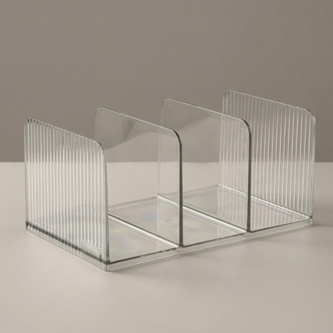 투원 데스크테리어 투명 책꽂이 북스탠드 사무실 책상 정리, 투명 그레이