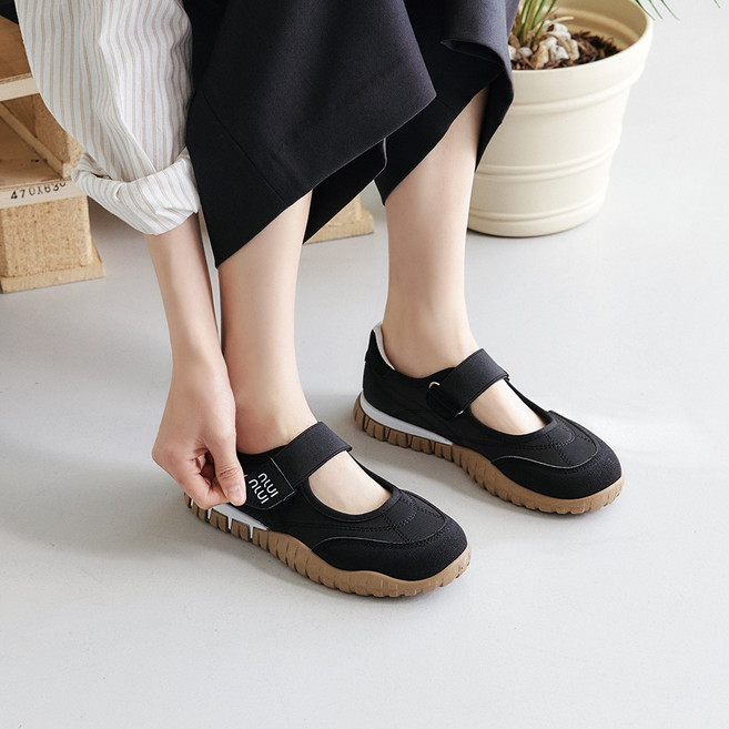 에스유니 메리제인 스트랩 벨크로 통굽 슬립온 운동화 3cm