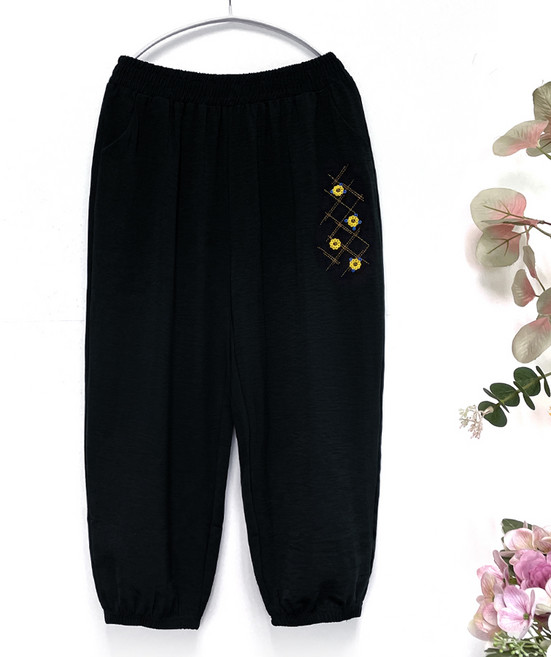 국민할매 할머니옷 엄마옷 여름 스티치 꽃자수 린넨 8부 몸빼바지 [HW169] 요양원옷 어른신옷 생활한복