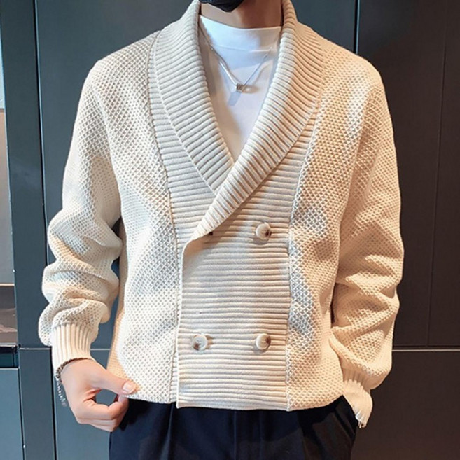 남자 봄 가을 데일이 아우터 사무실 이너 더블 버튼 외투 가디건