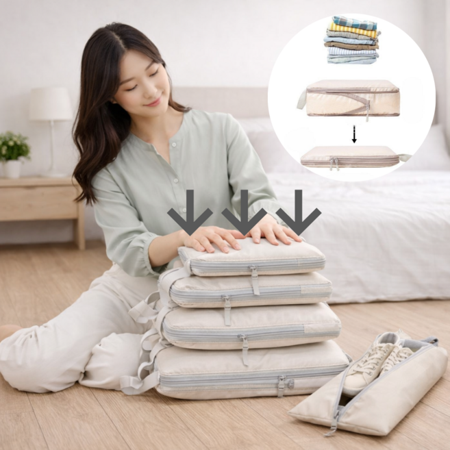 굿디아 부피 확 줄여주는 압축 5종 여행 파우치