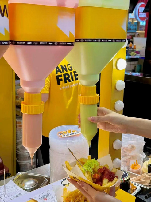 대용량 소스 디스펜서 공병 업소용 짜기 뷔페 양념, 5.5L 원통 4개 도매, 1개, 1ml