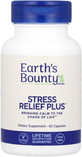 Earth's Bounty Stress Relief Plus® 캡슐 60정 Bounty (얼스 바운티), 1개 - 쿠팡