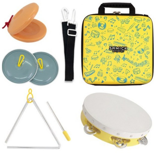 삼익악기 에바폼 케이스 탬버린 심벌즈 캐스터네츠 트라이앵글 리듬세트 NSR-E32, 0 YELLOW (옐로우), 10개