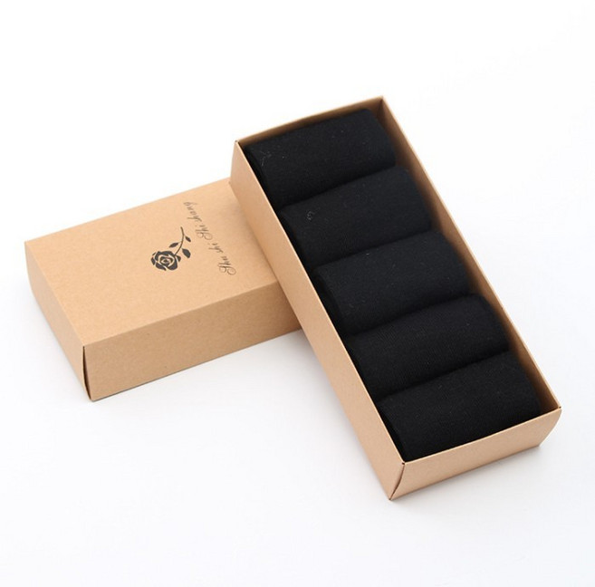 秋冬新款男士中筒襪5雙禮盒裝棉襪商務襪簡約吸汗純色運動襪