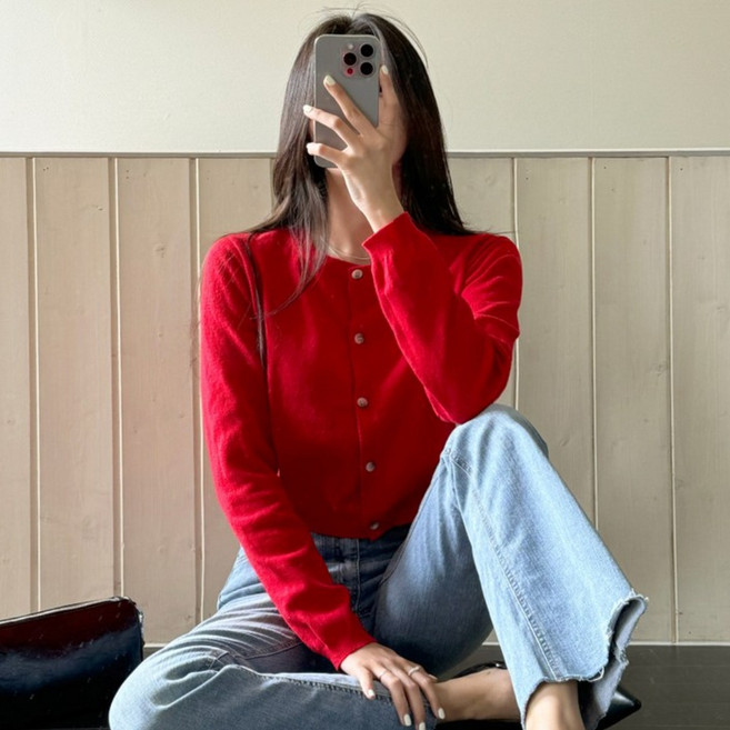 떳다그녀 뮤리즈 캐시미어 가디건 봄가을가디건 기본 라운드넥 가디건 긴팔 베이직가디건