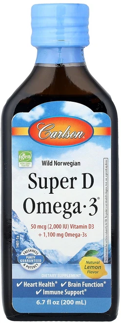 칼슨 Carlson 야생 노르웨이산 슈퍼 D 오메가3® 천연 레몬 200ml6.7fl oz121476원산지:기타, CarlsON 온, 야생 노르웨이산 슈퍼 D 오메가3,, 1개, 200ml - 쿠팡