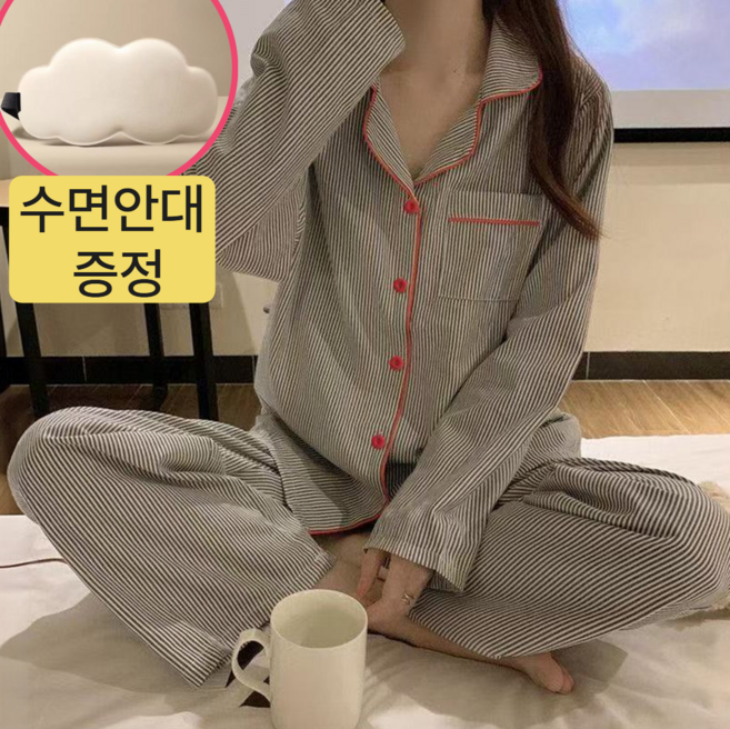 다예코 스트라이프 여성 잠옷 세트 면 파자마 홈웨어 상하의 세트