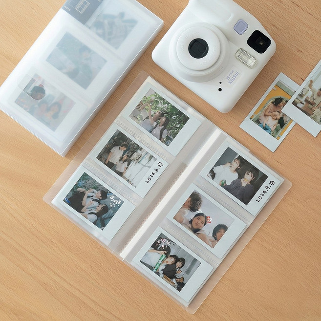 NIVORY 3칸 240매 추억 포토앨범 인생 사진첩 네컷 폴라로이드 카드 바인더 스티커사진 연예인 포토카드 명함집, 화이트