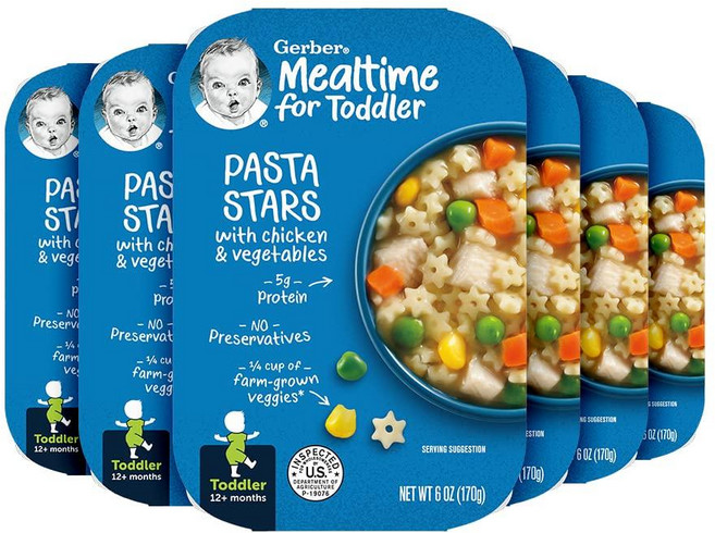 거버 파스타 스타 치킨과 야채 함유 Gerber Pasta Stars with Chicken and Vegetables, 6개, 170g