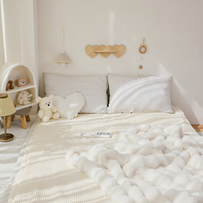 베베누보 카본 온열매트 전자파 걱정 없는 탄소 전기매트 커버분리형, 온열매트 유아, 방수 슈크림곰