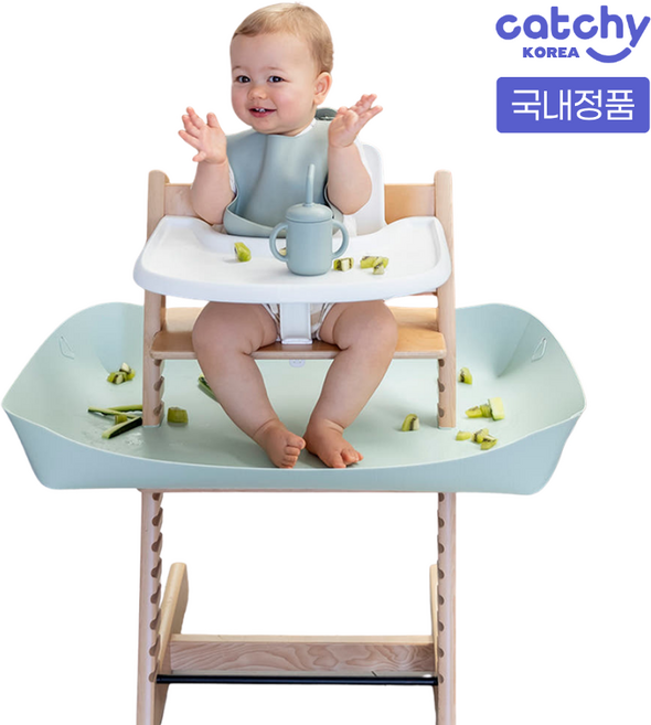 하이체어 푸드캐처 캐치 이유식흘림방지 자기주도이유식 매트 턱받이 [트립트랩용모델], 1개, 화이트
