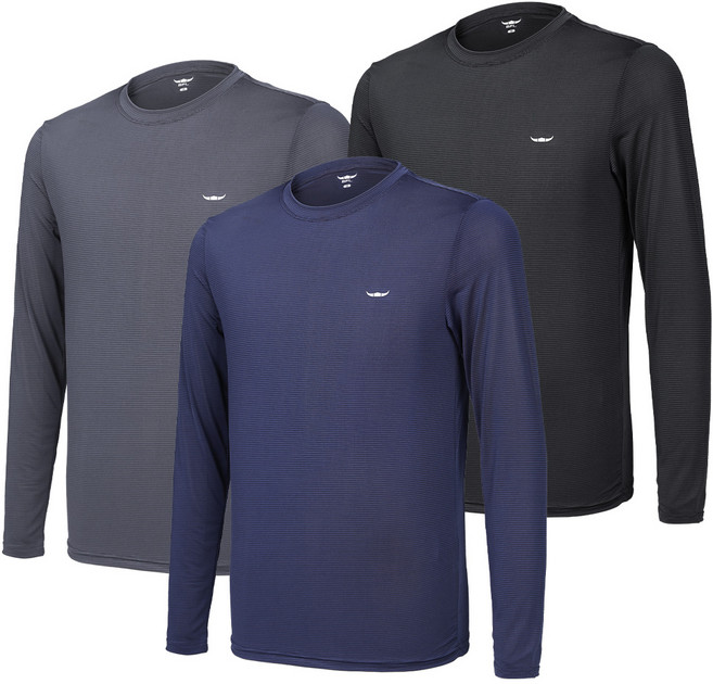 [BFL] (1+1+1) 총 세 장 !!! 남성 긴팔 라운드 티셔츠_아이스캐치 쿨 스판 헬스 스포츠 이너 라운드티