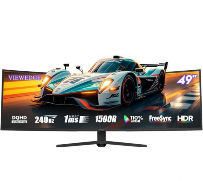 뷰엣지 게이밍 모니터 27인치 180Hz 144Hz165Hz 지원 1ms 110 sRGB HDR 10 1080p IPS 화면 DP HDMI 내장 스피커 프리싱크 벽걸이 가능, 49 inch 240Hz, DQHD 240Hz