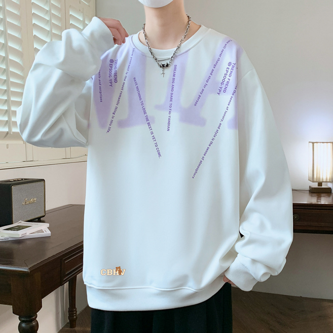 CBHV 봄 남성 오버핏 빅사이즈 레터링 라운드넥 맨투맨 데일리 캐주얼